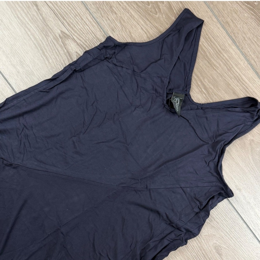 Zero + Maria Cornejo Womens Tank Top Asymmetrical Hem Navy Blue Size M